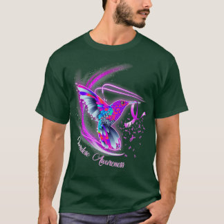 Hummingbird Holding Purple Ribbon Overdose Awarene T-Shirt