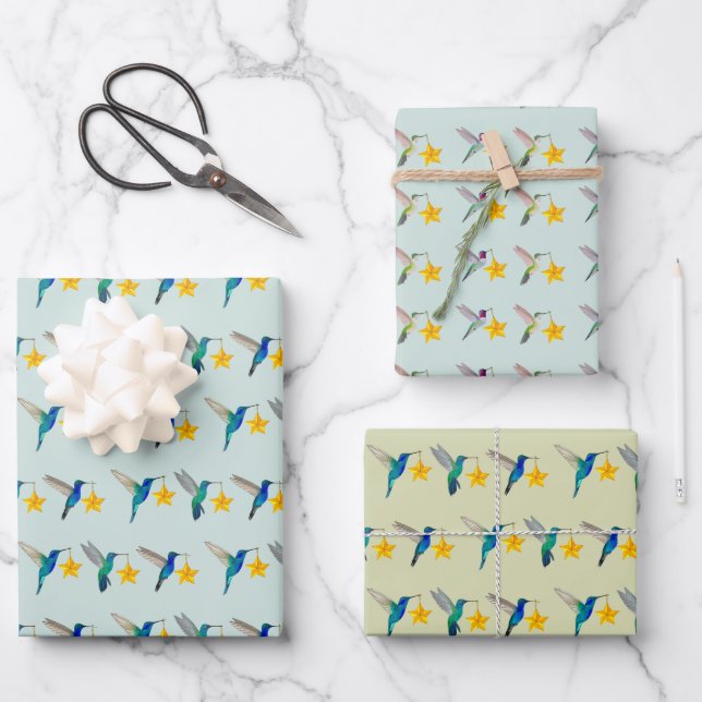 Hummingbird Holidays Wrapping Paper Sheet (Front)