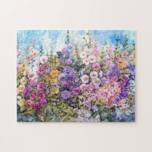 Hummingbird Hollyhock Heaven Puzzle