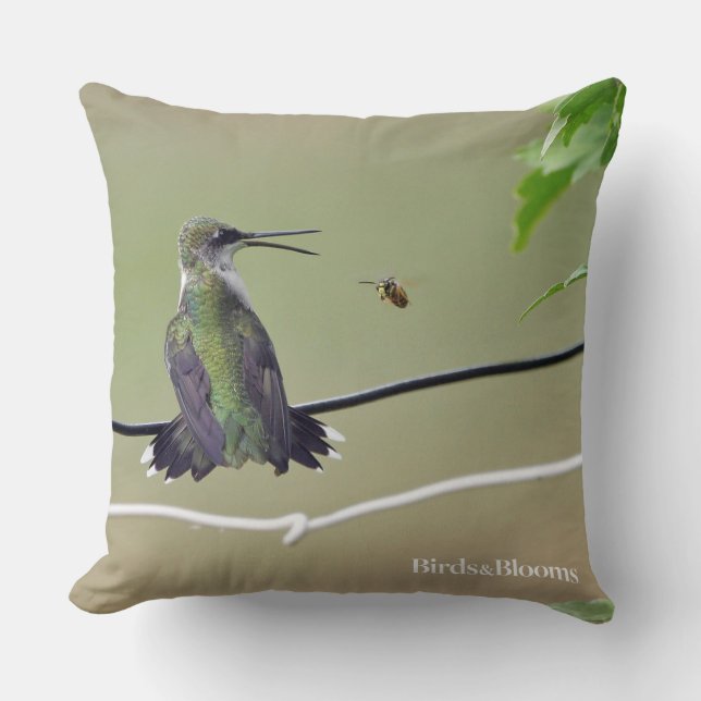Hummingbird & Honey Bee Cushion (Front)