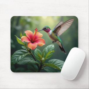 Hummingbird Hovering Over a Hibiscus Mouse Pad