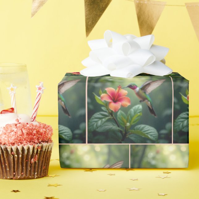 Hummingbird Hovering Over a Hibiscus Wrapping Paper (Birthday Party)
