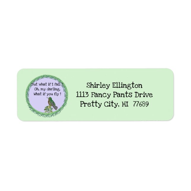 Hummingbird Hummingbirds address Label Return Address Label (Front)
