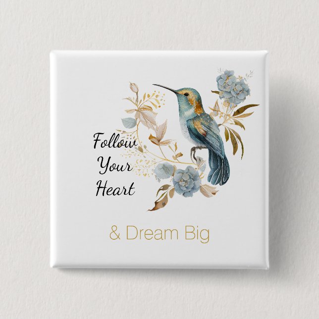 Hummingbird Hydrangea Flowers   15 Cm Square Badge (Front)