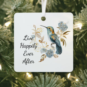 Hummingbird Hydrangea Flowers   Metal Tree Decoration