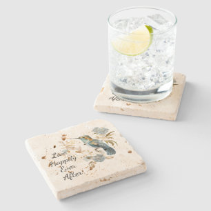 Hummingbird Hydrangea Flowers Stone Coaster