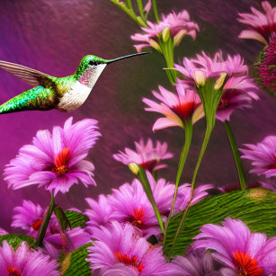 Hummingbird in a flower garden T-Shirt