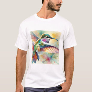 Hummingbird in Flight 071024AREF109 - Watercolor T-Shirt