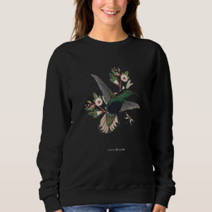 Hummingbird in flight flower bird watching retro v sweatshirt