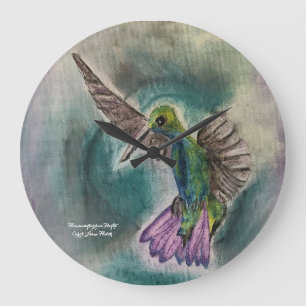 Hummingbird in Flight Large Clock
