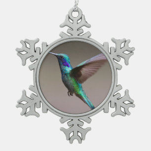 Hummingbird in Flight Snowflake Pewter Christmas Ornament