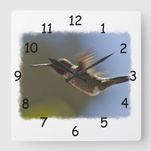 Hummingbird in Flight Square Wall Clock