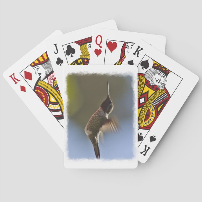 Hummingbird in Flight White Edge Playing Cards (Back)