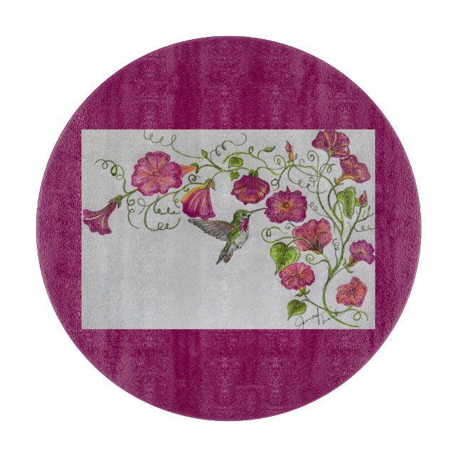 Hummingbird in Pink Cutting Board (Front)
