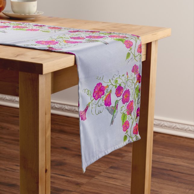 Hummingbird in Pink Table Runner  (In Situ)