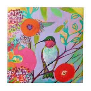 Hummingbird in Pink Tile
