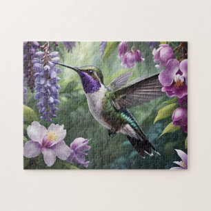 Hummingbird in the flower garden jigsaw puzzle
