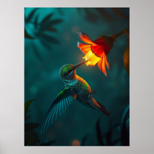 Hummingbird in the garden poster