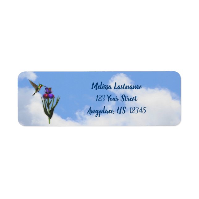 Hummingbird Iris Flower Address Return Address Label (Front)