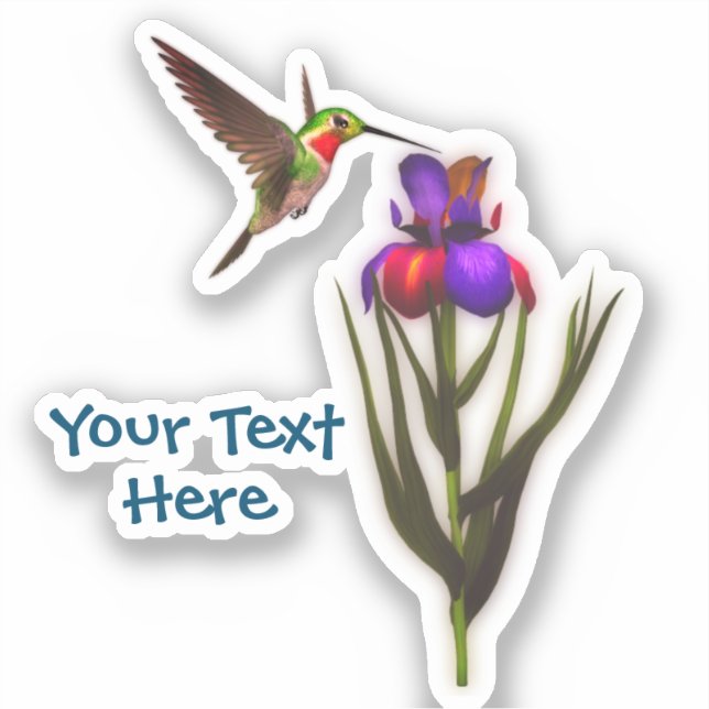 Hummingbird Iris Flower Personalised (Front)
