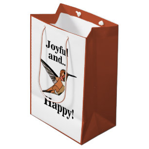 Hummingbird Joyful And Happy Bird Lover Birthday Medium Gift Bag