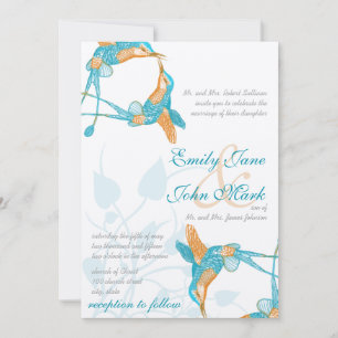 Hummingbird Kiss Love Birds Wedding Invitation
