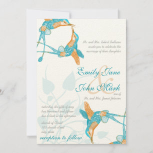 Hummingbird Kiss Love Birds Wedding Invitation