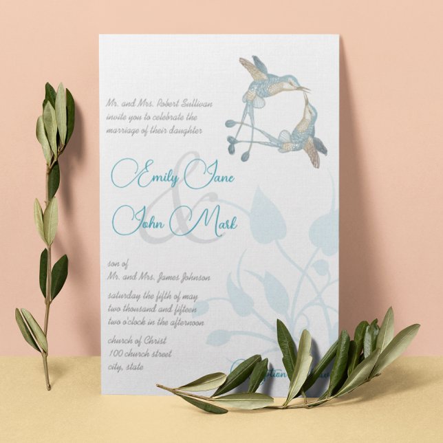 Hummingbird Kiss Vintage Love Bird Weddings Invitation (Creator Uploaded)