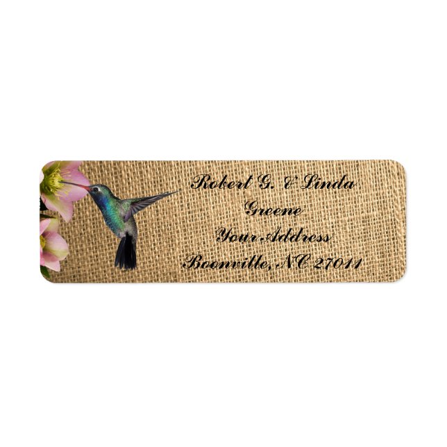 HUMMINGBIRD LABEL RETURN ADDRESS LABEL (Front)