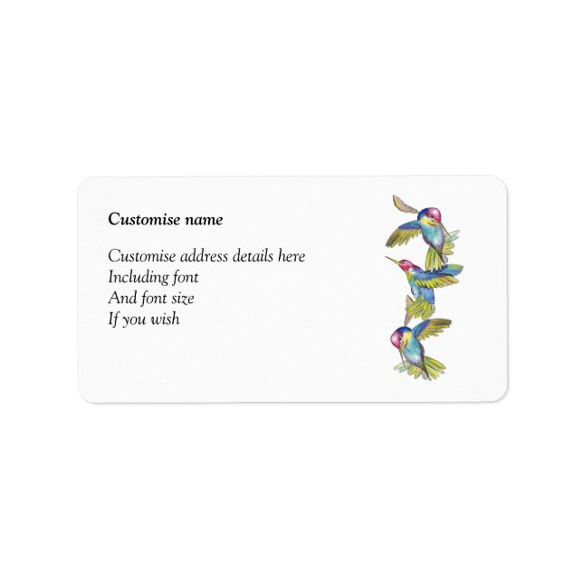 Hummingbird labels (a272) (Front)