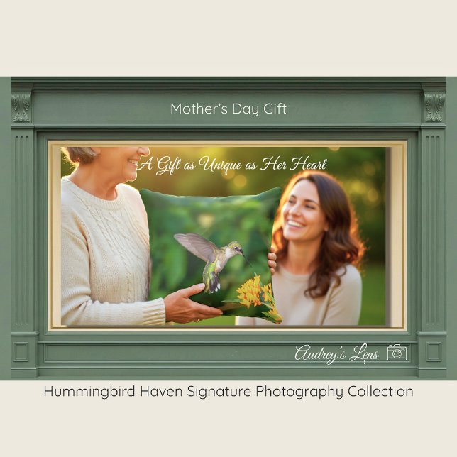 Hummingbird & Lantana Gift for Mom | Throw Pillow  (Creator Uploaded)