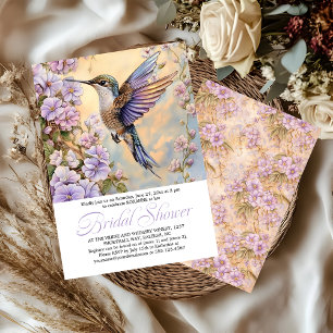 Hummingbird Lavender Flowers Bridal Shower   Invitation