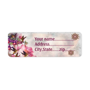 Hummingbird Lavender Jewelled CUSTOM Return Address Label