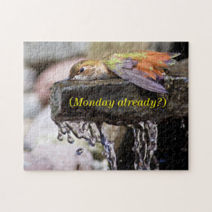 Hummingbird Laying in Water Jigsaw Puzzle