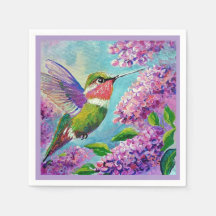 Hummingbird & Lilacs Paper & Cloth Napkins