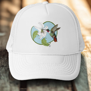 Hummingbird Lily Blue Art Nouveau  Trucker Hat