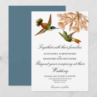Hummingbird Lily Watercolor Blue White Wedding