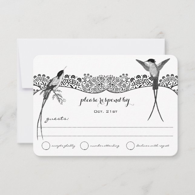 Hummingbird Love Bird Wedding RSVP (Front)