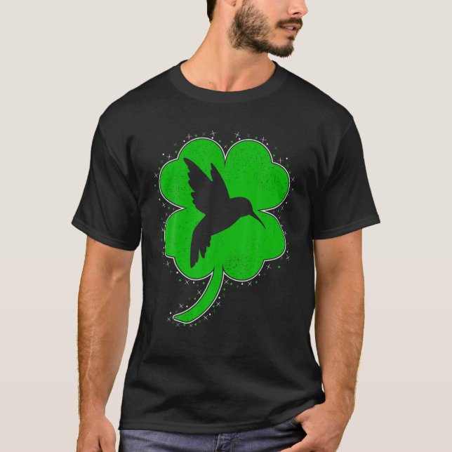 Hummingbird Lover Irish Shamrock Hummingbird St Pa T-Shirt (Front)
