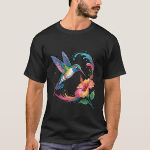 Hummingbird Lover Motif Colourful Tropical Animal T-Shirt