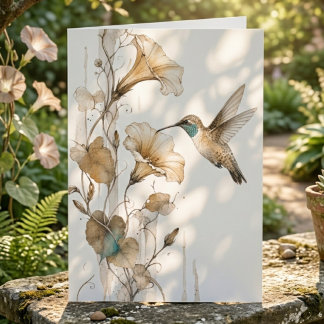 Hummingbird lover neutral botanical note card