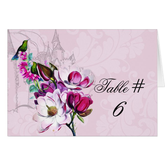 Hummingbird Magnolia Customised Table Number Cards (Front Horizontal)
