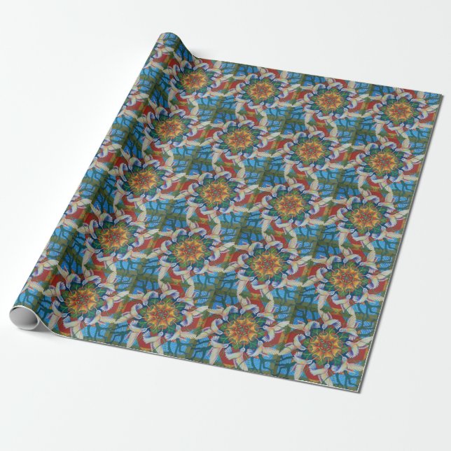 Hummingbird Mandala Design wrapping paper (Unrolled)