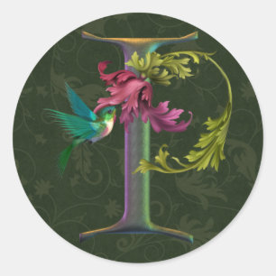 Hummingbird Monigram I Classic Round Sticker