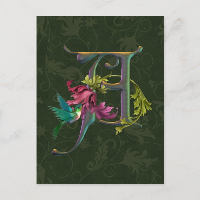 Hummingbird Monogram A Postcard (Front)