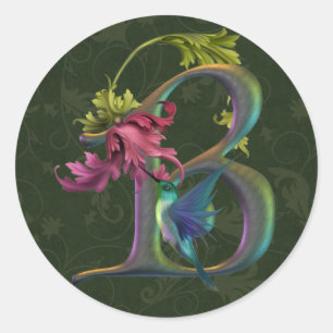 Hummingbird Monogram B Classic Round Sticker