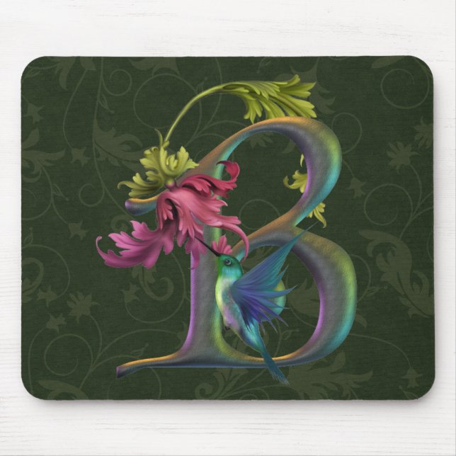Hummingbird Monogram B Mouse Pad (Front)
