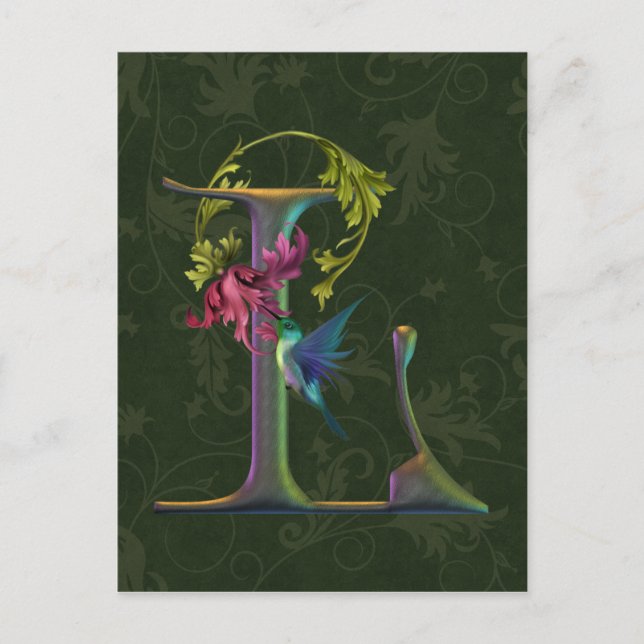 Hummingbird Monogram L Postcard (Front)