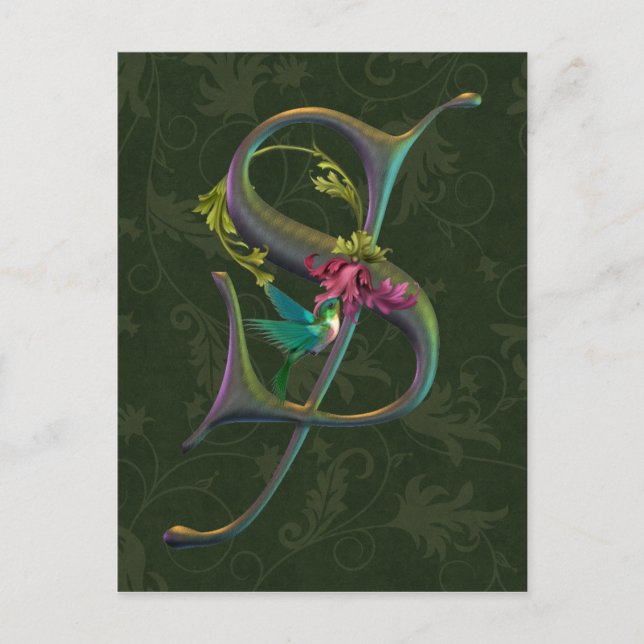 Hummingbird Monogram S Postcard (Front)