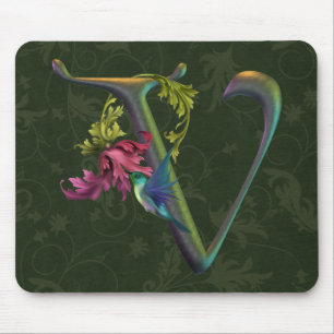 Hummingbird Monogram V Mouse Pad